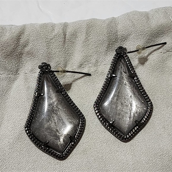 Kendra Scott Alex Drop earrings gunmetal tone mirror rock - Picture 6 of 7